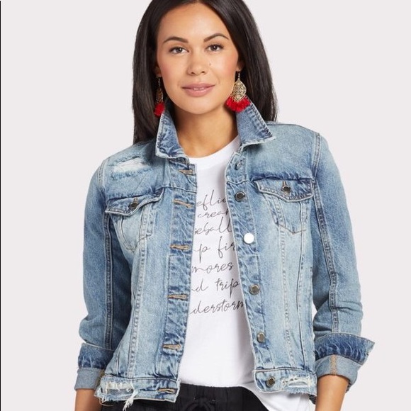 blanknyc red fury denim jacket